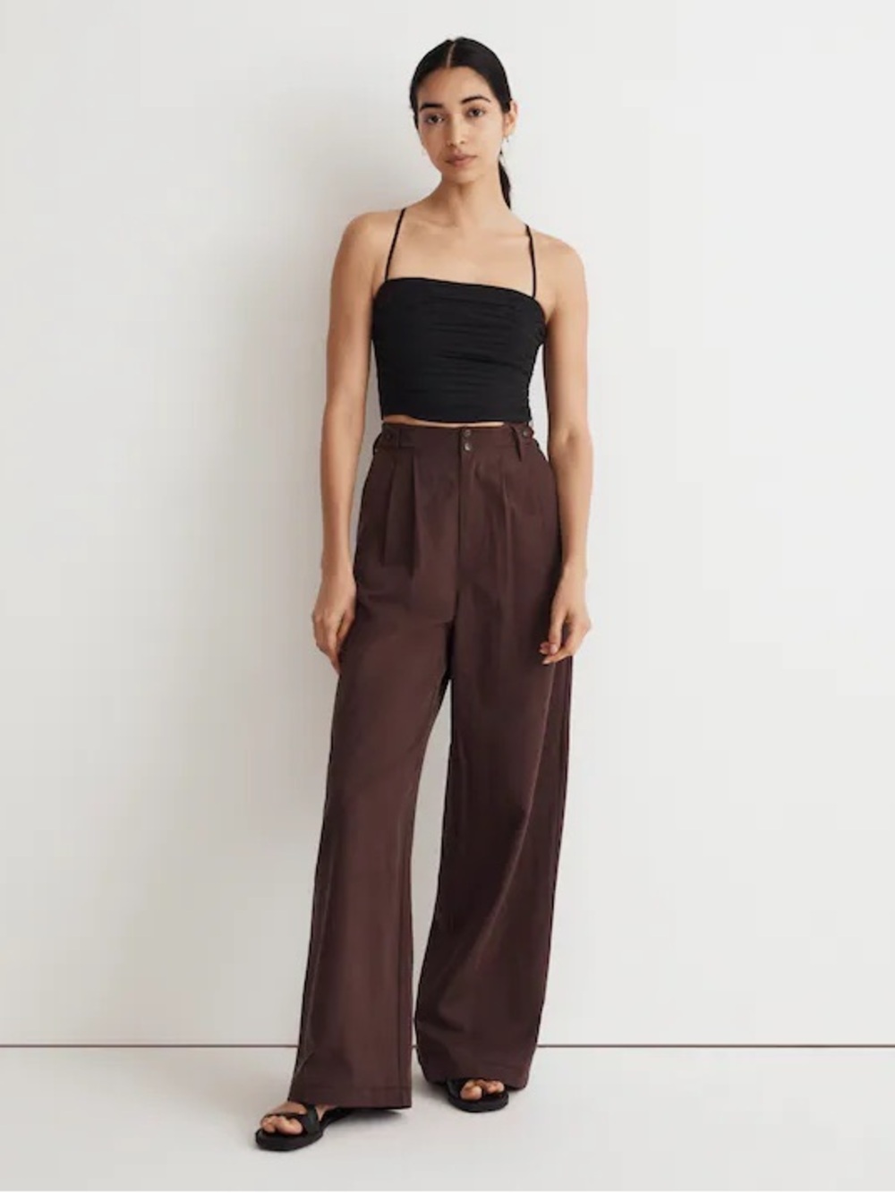 Madewell Chocolate Harlow Wide-Leg Pants